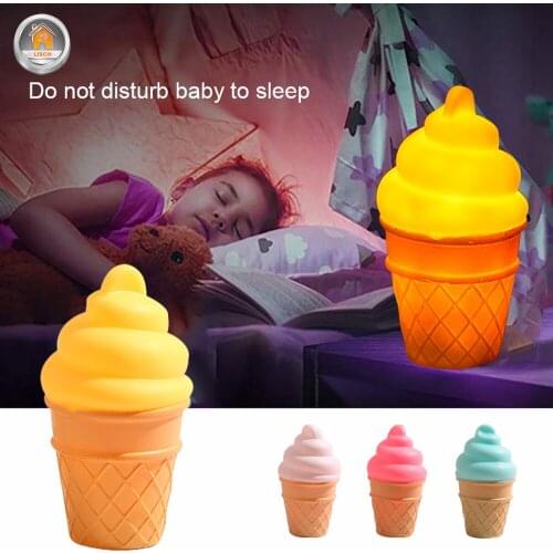 LED Night Light Cartoon Ice Cream Lamp Child Silicone Lovely Bedside Lamp Baby Sleeping Toy Gift Holiday Decoration Luminary