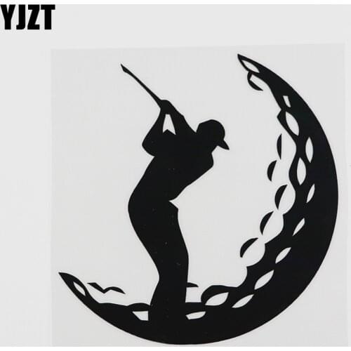 YJZT 12.4CMX12.8CM Golf Golfing Golfer Player Sports Ball Vinyl Car Sticker Black/Silver 8A-0295