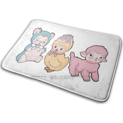 Vintage Animal Toys Mat Rug Carpet Anti-Slip Bedroom Entrance Door Mat Melanie Crybaby Cry Baby Pastel Soft Easter Cute Animals