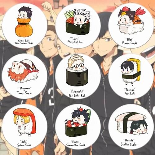 Japanese Manga Haikyuu!! Brooches School Volleyball Syouyou Kageyama Boys Glass Picture Cool Hat Pins Anime Badge