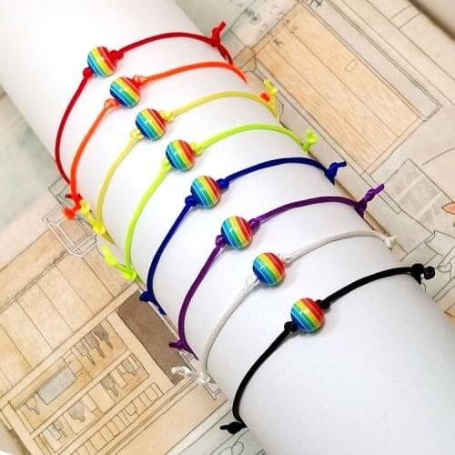 Colorful Beads Friendship Bracelet Woven LGBT Same Sex Rainbow Bracelet