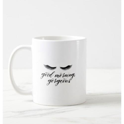 Funny Eyelashes Good Morning Gorgeous Coffee Mug Tea Cup Novelty Eyelash Mugs Stylish Lash Lady Office Home Gifts Christmas gif
