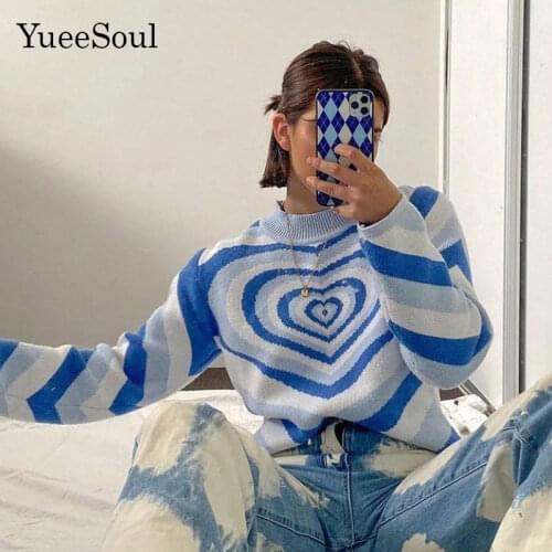 Love Printed Women Sweater Long Sleeve O Neck Knitted Pullover Y2K 90s 2021 Autumn Winter New Fashion Cute Casual Jumper Female