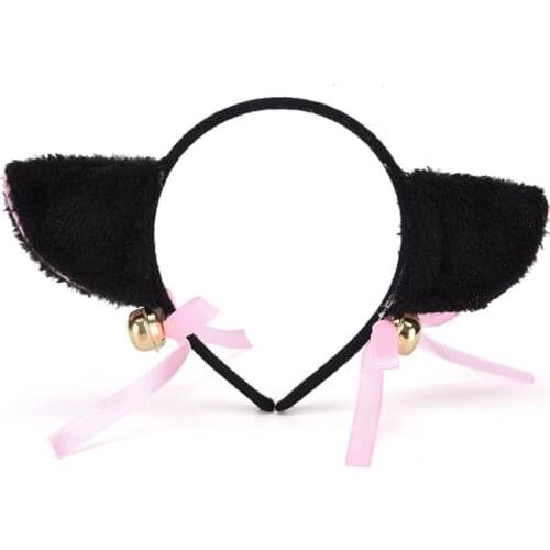 Lovely White/Black Fox Cat Ear Fur Hair Clip Women Fashion Charming Hairband Bell Hairwear