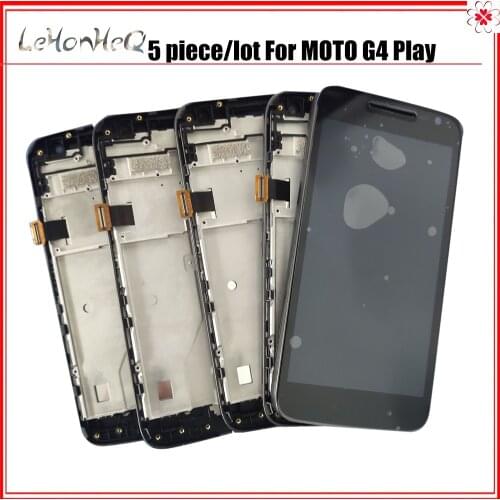 5 piece/lot LCD with frame For MOTO G4 Play XT1601 XT1603 XT1607 XT1604 LCD Display Touch screen Digitizer Assembly