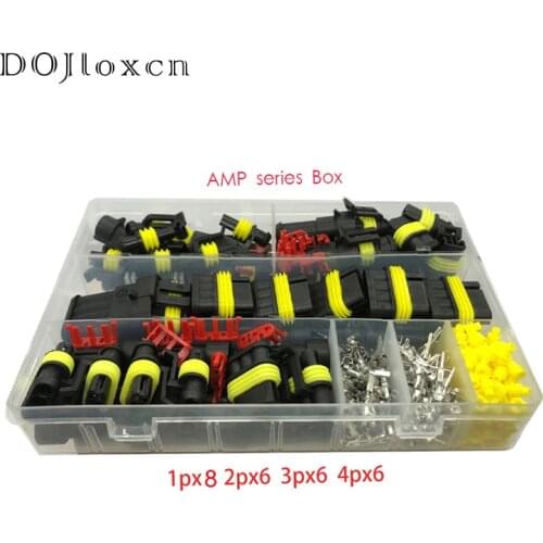 1 BOX 305 Pcs Superseal AMP Tyco Waterproof 12V Electrical Wire Male Female Black Connector Sets Kits with Crimp Terminal