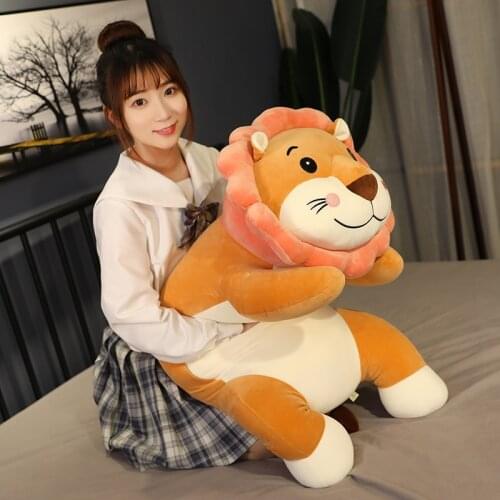 1pc 75cm Huge Size Kawaii Sleeping Doll Lion Long Pillow Plush Doll Stuffed Animal Doll Best Birthday Gift For Boys&Girls