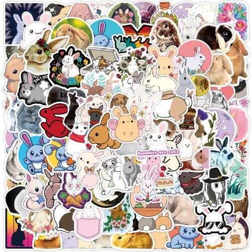 10/50/100pcs Cute Rabbit Animal Stickers for Girls Kawaii Cartoons Bunny Hare Decal Sticker Guitar Suitcase Kawaii Stickers
