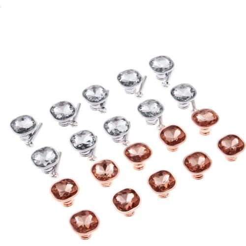 10Pcs 21*19mm Crystal Glass Cupboard Cabinet Pull Handles Drawer Door Dresser Jewelry Gift Box Knobs Decorative Furniture Parts