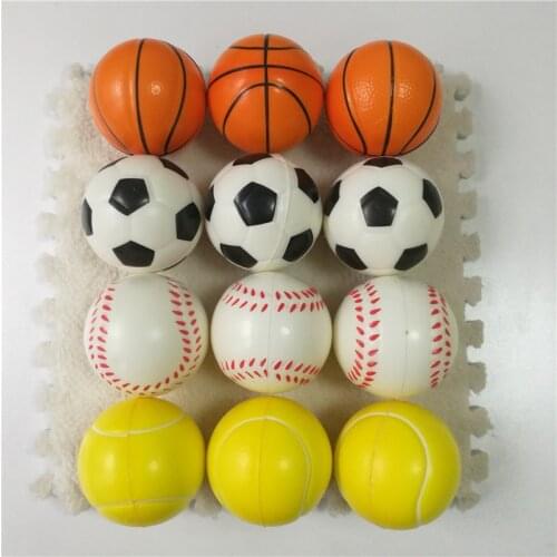 12pcs 63mm Anti Stress Ball Relief soccer Football Basketball Baseball Tennis Foam squeeze Ball Toys for Children Girls Boys