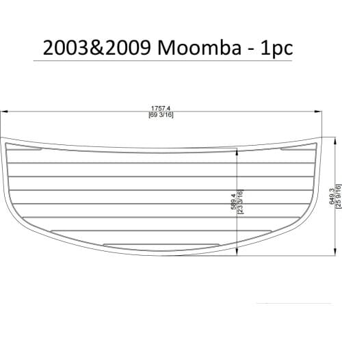 2003-2009 Moomba - 1pc - 69 3/16 x 25 9/16 Swim Platform Pad Boat EVA Teak Decking 1/4" 6mm