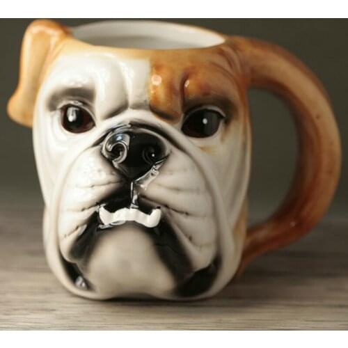 200ml 3D Stereo Animal Coffee Cup Cute Bulldog Cup Hand-painted Creative Cartoon Ceramic Cup Birthday Gift Mug tumblers
