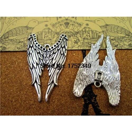 4pcs silver tone Supernatural Castiel Angel Wing Charm Pendants 55x32mm