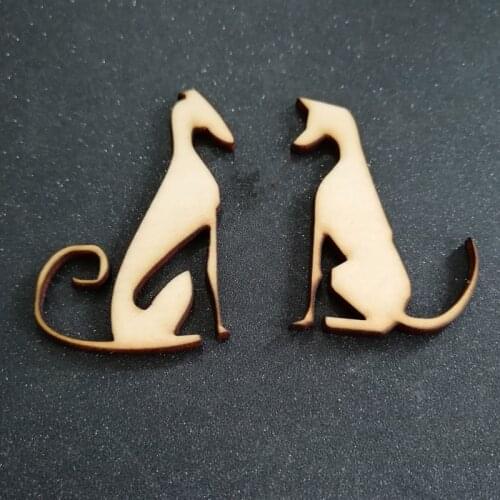 50pcs Unfinished Blank Wood Galgo and Podenco Puppy Dog Natural Rustic Wooden Dog Scrapbooking DIY Crafts Accessory