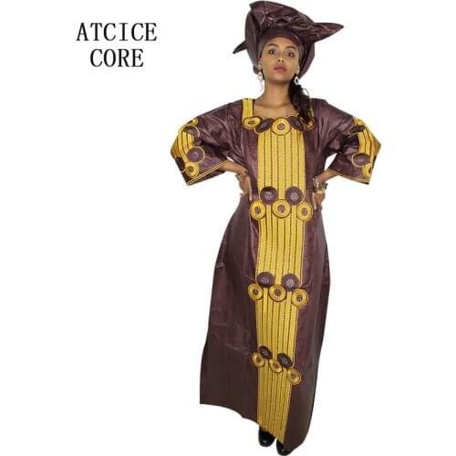 Dashiki african dresses for women african bazin riche embroidery design long dress with scarf A188