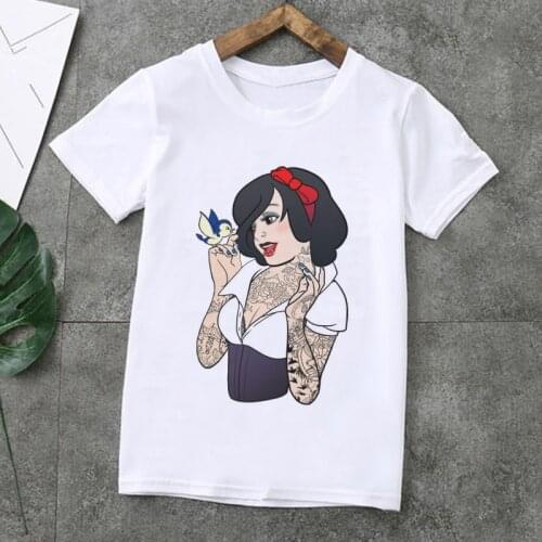 Children cartoon t shirt for girls tshirt Tattoo Princess girl t-shirt Leisure egirl clothes kids clothes boys graphic t shirts