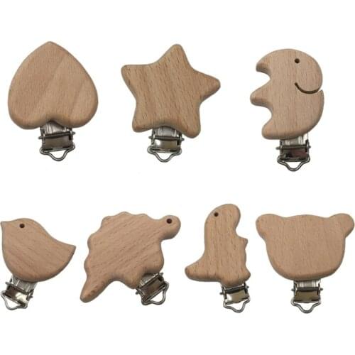 Natural Beech Wood Baby Pacifier Clips Dummy Clips DIY Pacifier Chain Accessory