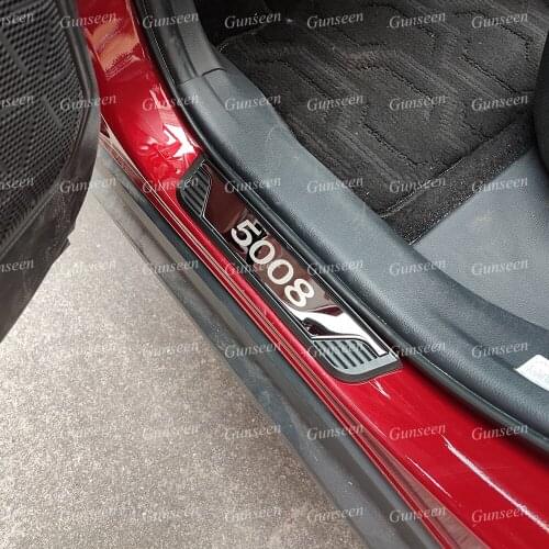 For Peugeot 5008 GT Car Door Sill Protector Scuff Plate Trim Interior Accessories Pedal Styling Sticker 2021 2020 2019 2018 2017