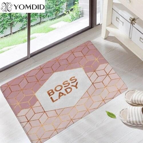 Welcome home door floor decor hallway carpets colored funny letters geometric hive diomand pattern printed mats Finished Carpet