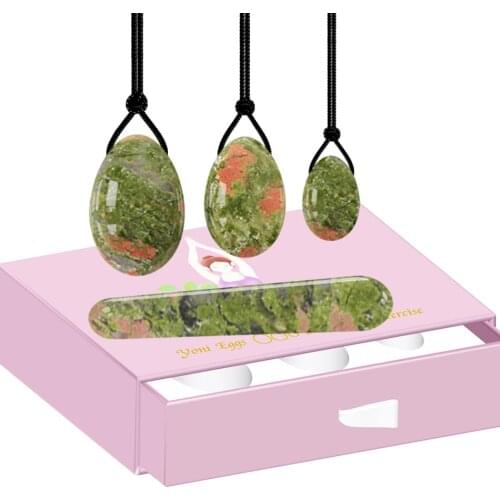 Dropshipping Unakite Drilled Yoni Egg Yoni Wand Set Natural Jade Women Pelvic Floor Muscle Kegel Exercise Undrilled Massage Ball