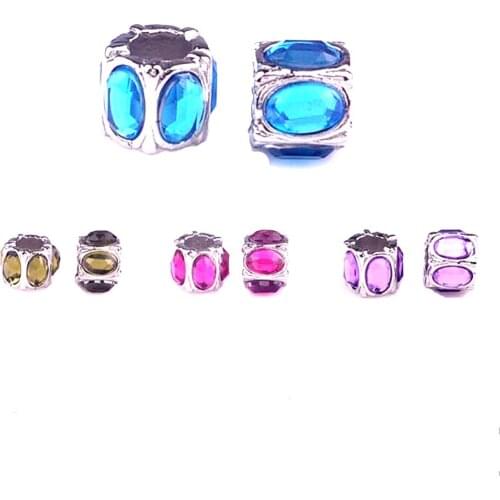 Double Nose metal alloy oval shape sparking crystal big hole European beads fit bracelet necklaces making diy custom deisgn