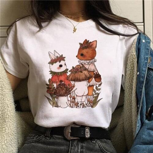 Mushroom Kawaii Ulzzang Tumblr Grunge Graphic Women T Shirt Harajuku Casual Top Female Tshirt Summer Cartoon Ladies Tees