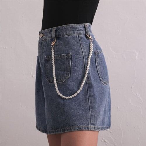 Geometric Punk Hip Hop Pants Waist Jeans Chain Hipster Pearl Key Chain Trousers Jeans Keychain Keyring Fashion Jewelry Gifts New