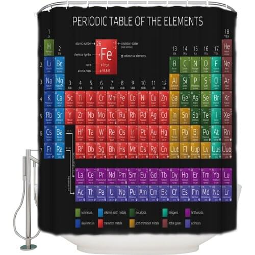 Chemistry Decorative Fabric Shower Curtain Periodic Table of Elements Bathroom Curtain Polyester Bathroom Decor Best Sale