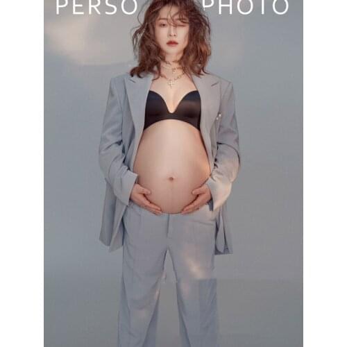 Cotton Women Pregnants maternity dress Photography Props Off Shoulder Sleeveless Maternity Solid Dress for photo shoots