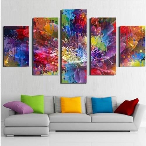 Canvas Painting 5 Pieces Gorgeous Flowers Abstract Canvas Print Poster Bedroom Pictures for Home Decor Wall Pictures