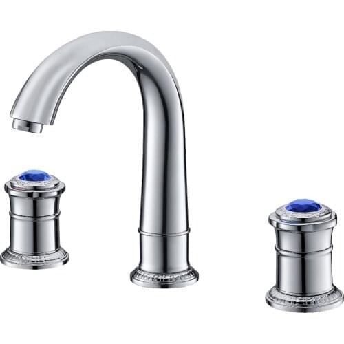 Chrome Luxury 8" Widespread Ceramic Valve Three Holes lavatory Bathroom Sink Faucet Mixer tap deck mounted crystal handles