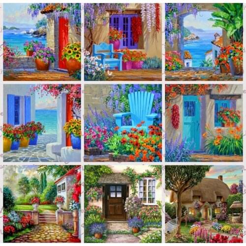 Full Square/Round Diamond Embroidery Landscape Garden 5D Diy Diamond Painting Flower House Diamond Mosaic Home Decor Gift L676