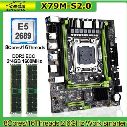 X79 lga 2011 Motherboard Set with Intel Xeon E5 2689 CPU 8GB DDR3 ECC 1600MHz RAM PC Placa Mae Mother board 2011 X79 Combo Kit