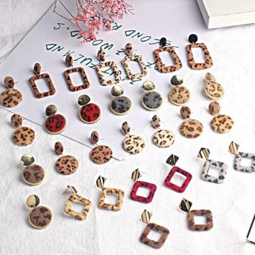 GinaDeer Leopard Earrings for Women 2021 Pendientes Round Gold Earings Geometric Plush Leopard Drop Earring Jewelry Kolczyki