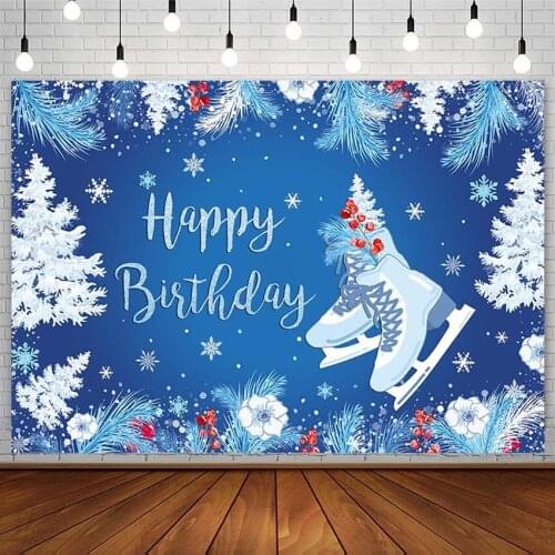 Lets Roll Backdrops Merry Christmas Tree Winter Skates White Snow Kid Photography Background Photo Studio Photozone Decor Props