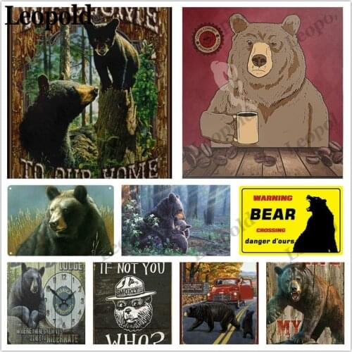 Metal Tin Plate Animal Vintage Poster Grizzly Letter Plaque Farm Bar Home Decoration Accessories Gift 20X30Cm
