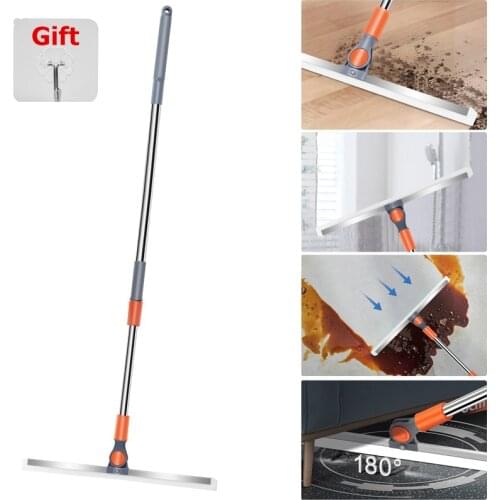 LMETJMA Multifunction Magic Broom Adjustable 180° Rotatable Magic Broom Mop Window Squeegee Sweeper Broom Wiper with Hook KC0426