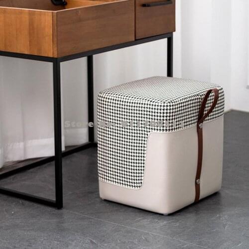 Low square stool soft sitting bag net red sitting mop squatting household fashion dressing stool makeup shoe changing stool ligh