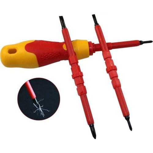 4pcs Insulated Screwdriver Set Screw Driver Bit Magnetic Phillips Slotted Screwdrivers Screw Holder for Electrician Hand Tools