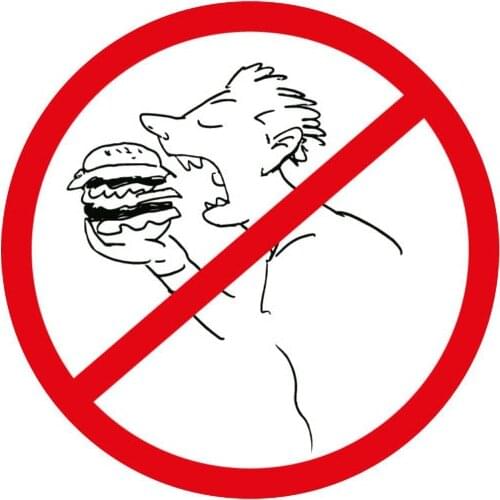 LLY-1143 Funny Ban Stop Sign No Food Car Sticker Sign Warning PVC Auto Accessories Fashion Decoration Waterproof Anti-UV Decal