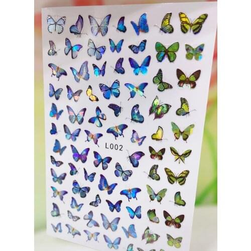 New 3D Sticker for Nails Blue Green Butterfly Adhesive Nail Sticker Foil Decals Summer Nail Art Decorations Manicure Accessories