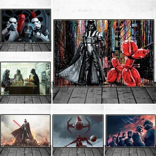 Star Wars Movie Canvas Painting Posters Darth Vader Stormtrooper Retro Graffiti Print Wall Art Cuadros Living Room Home Decor