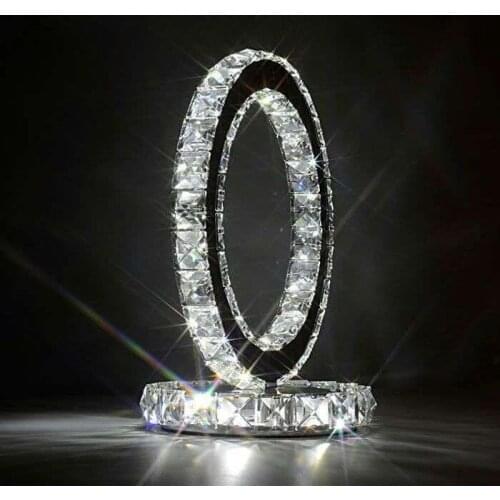 Desk lamp stainless steel crystal desk lamp romantic warm living room northern Europe study bedroom bedside desk lamp