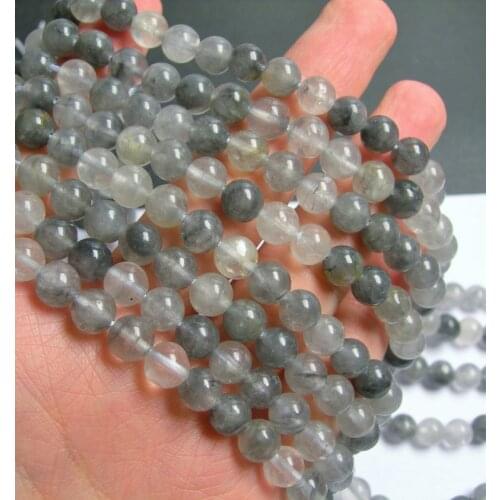 Natural Grey Quartz Bead Cloudy Quartz Beads 6mm 8mm 10mm 12mm Round Stone Loose Beads for jewelry making,1 of 15"strand
