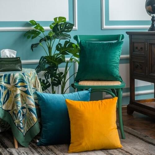 Emerald Green Throw Pillow Cushion Covers Velvet Decorative Nordic Dark Green Cushion Case Soft 45X45 Pillows Home Decor for Car