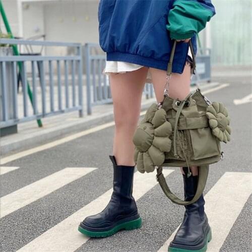 2021 new bucket bag female bag twin bag nylon fabric fashion all-match shoulder messenger bag female bag Oxford cloth flower bag