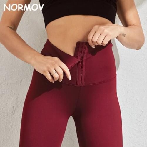 NORMOV Solid High Waist Slim Leggings Women Breasted Sports Gym Girl Leggins Jogging Workout Casual Push Up Legging Fitness