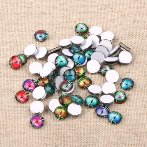 Onwear 50pcs mixed dragon eyes photo round dome glass cabochon 8mm 10mm 12mm diy earrings making accessories