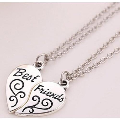 2Pcs Womens Girls Heart Partners Letters Best Friends Sisters Gift Chain Necklace 2020