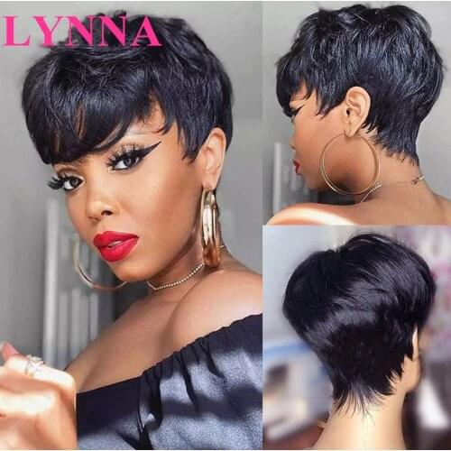 Pixie Cut Wigs Short Human Hair Wigs for Black Women Short Straight Black Lady Wigs Cheap Brazilian Hair Wigs Full Machine Made